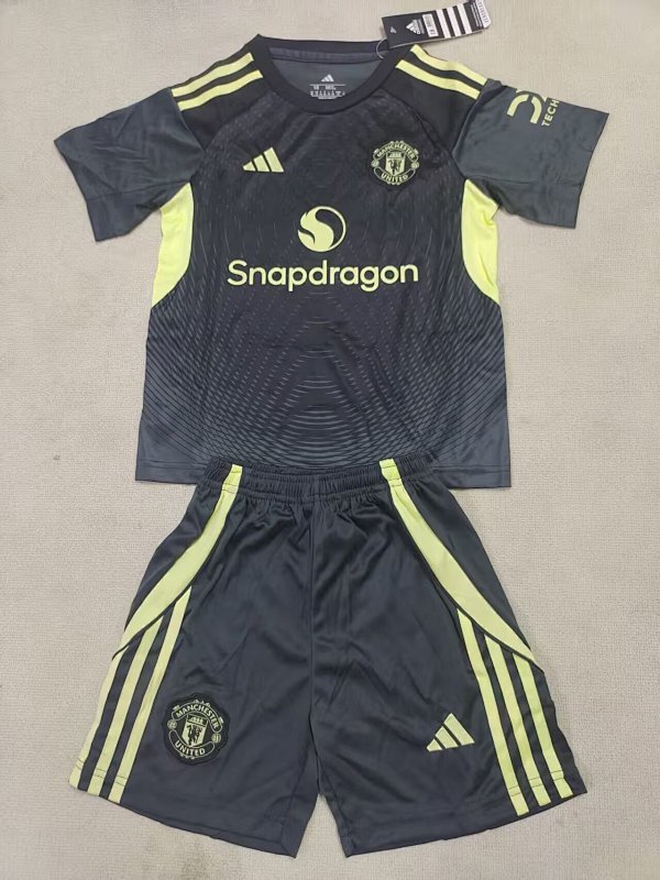 Niño_Kids Man United Goalkeeper Soccer Uniform 25 26-xiaohongmao